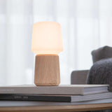 Natural wood Oslo base lamp stand in size 8, solid FSC-certified oak, indoor lighting accessory.