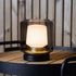 New York base lamp foot made of stainless steel and frosted smoked glass for indoor and outdoor use.