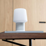 White Ambience Lamp Intelligent on London base with stainless steel and black powder-coated steel, size 5.