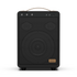 Svart batteridriven Bluetooth-högtalare från sackit med robust kabinett och bärhandtag samt synliga högtalarelement mot vit bakgrund
