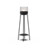 sackit svart bioetanollampa med levande låga i glas och hög smal ställning för stämningsfull belysning utomhus eller inomhus