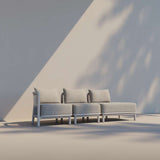 Ljusgrå modulär loungesoffa för utomhusbruk med tre sittplatser och öppen avslutning i nordisk design från sackit