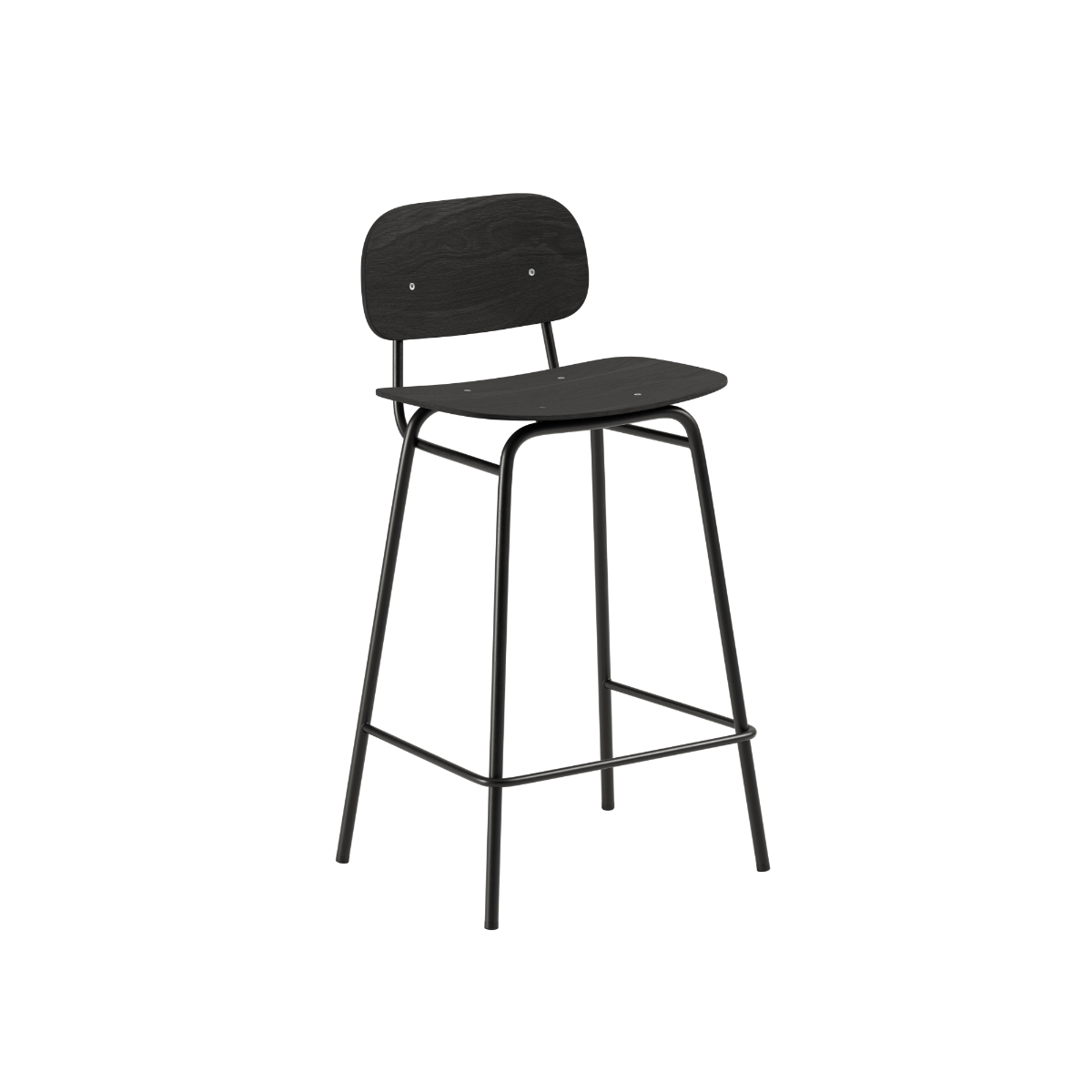 Frame Bar Stool - Wood w/backrest i svartbetsad ek från sackit