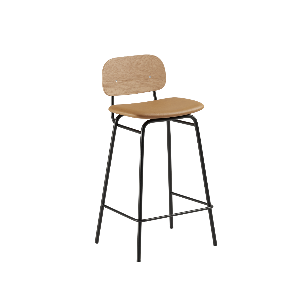 Frame Bar Stool - Leather w/ backrest