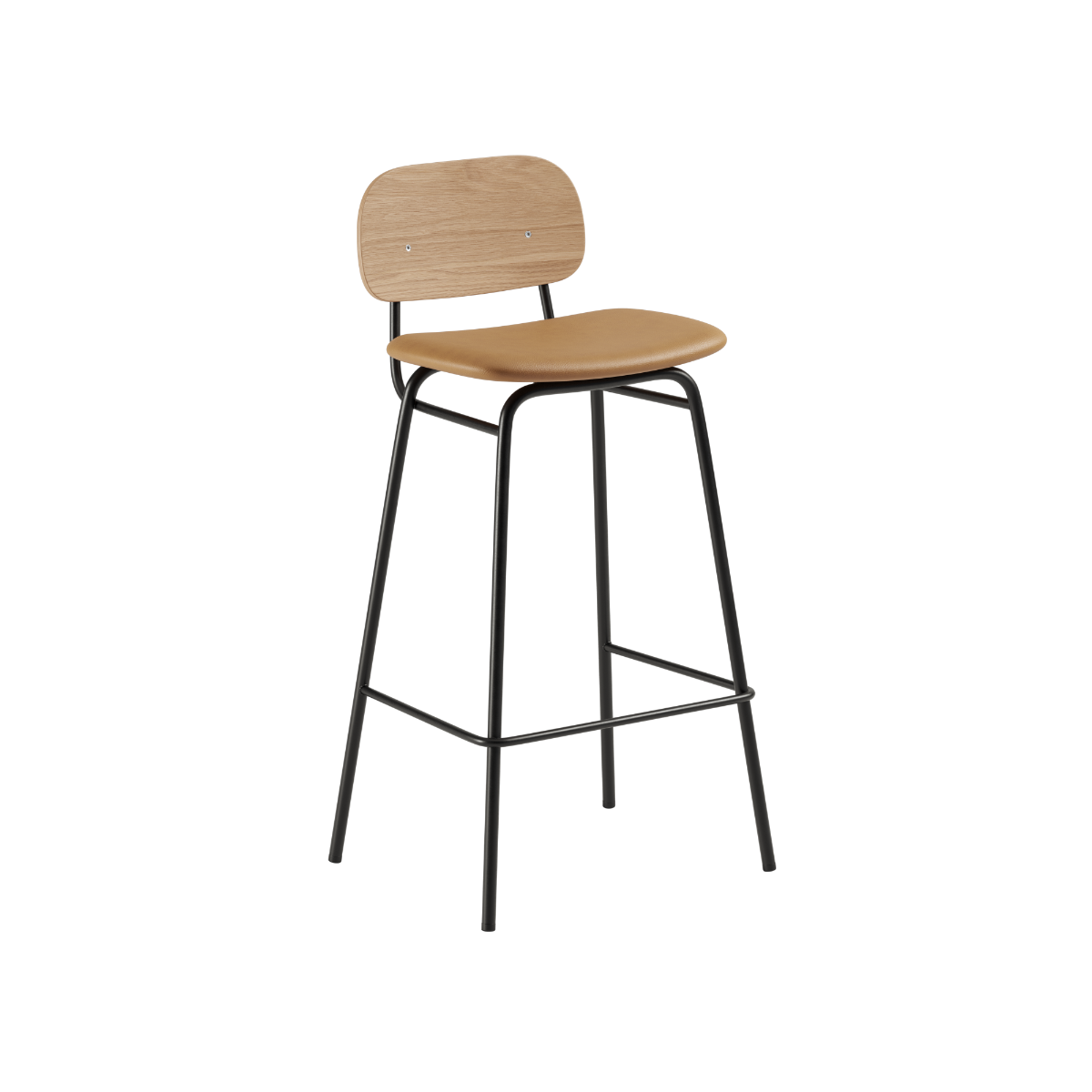 Frame Bar Stool - Leather w/ backrest