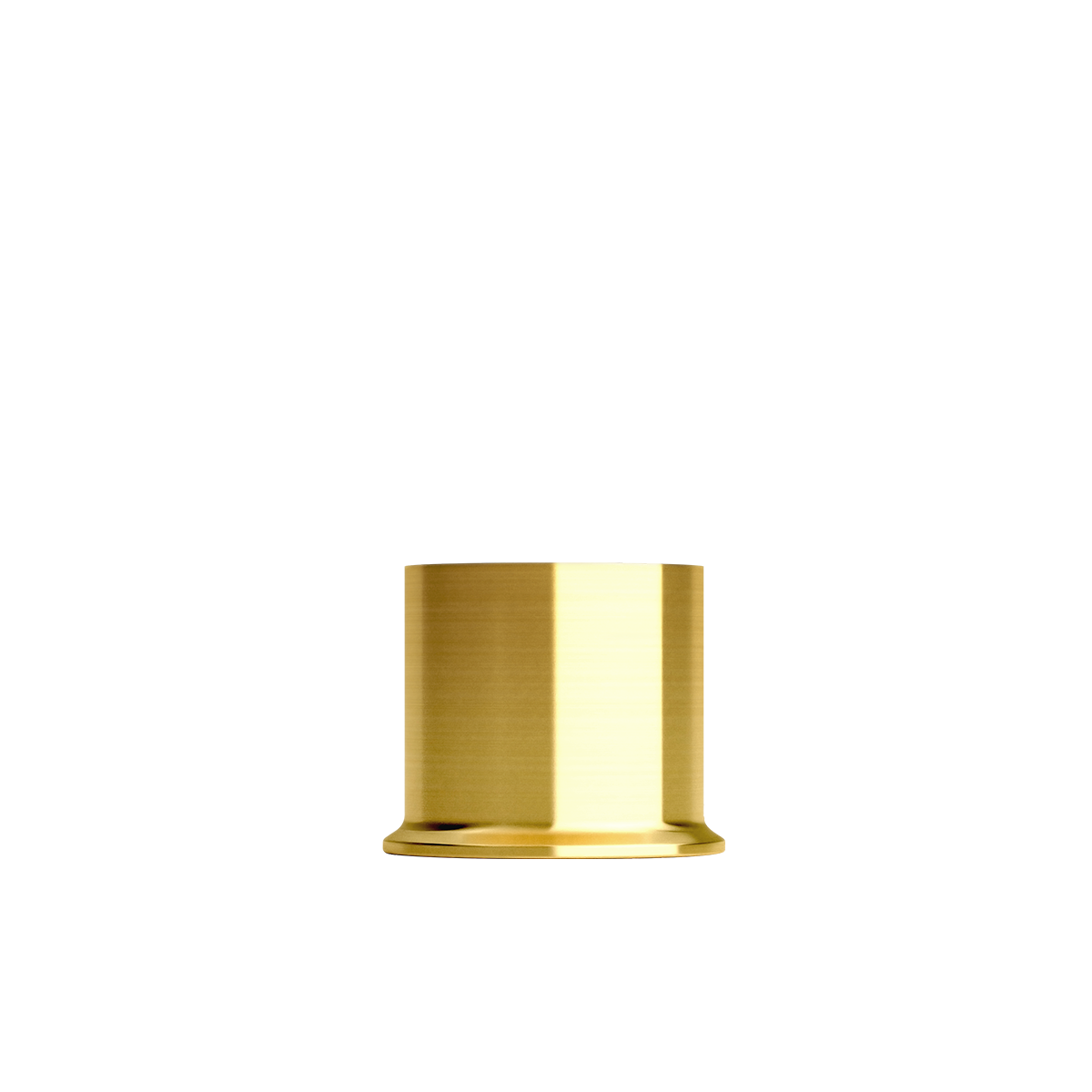 Gyllene cylindrisk lampfot i slimmad design från sackit för Ambience lampserie mot svart bakgrund