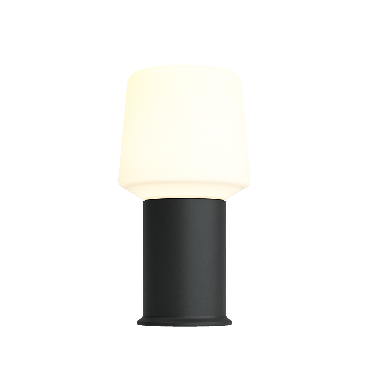 Trådlös bordslampa från sackit med mjukt lysande vit lampskärm och svart bas för stilfull belysning inomhus och utomhus