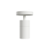 Vit taklampa från sackit med rund takkåpa och cylindrisk skärm i minimalistisk dansk design för stilren inomhusbelysning