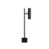 Svart bordslampa med slank aluminiumprofil cylindrisk skärm och massiv marmorfot i minimalistisk nordisk design