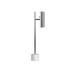 sackit Expo bordslampa med slank metallprofil och cylindrisk vit marmorfot samt riktat cylindriskt lamphuvud i modern nordisk design