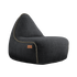Mörkgrå loungestol i mjuk textil med hög rygg och bred sits från sackit för avkoppling inomhus eller utomhus