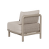 Beige loungemodul för utomhusbruk med mjuka dynor och vävt ryggstöd från sackit designad för nordiskt väder