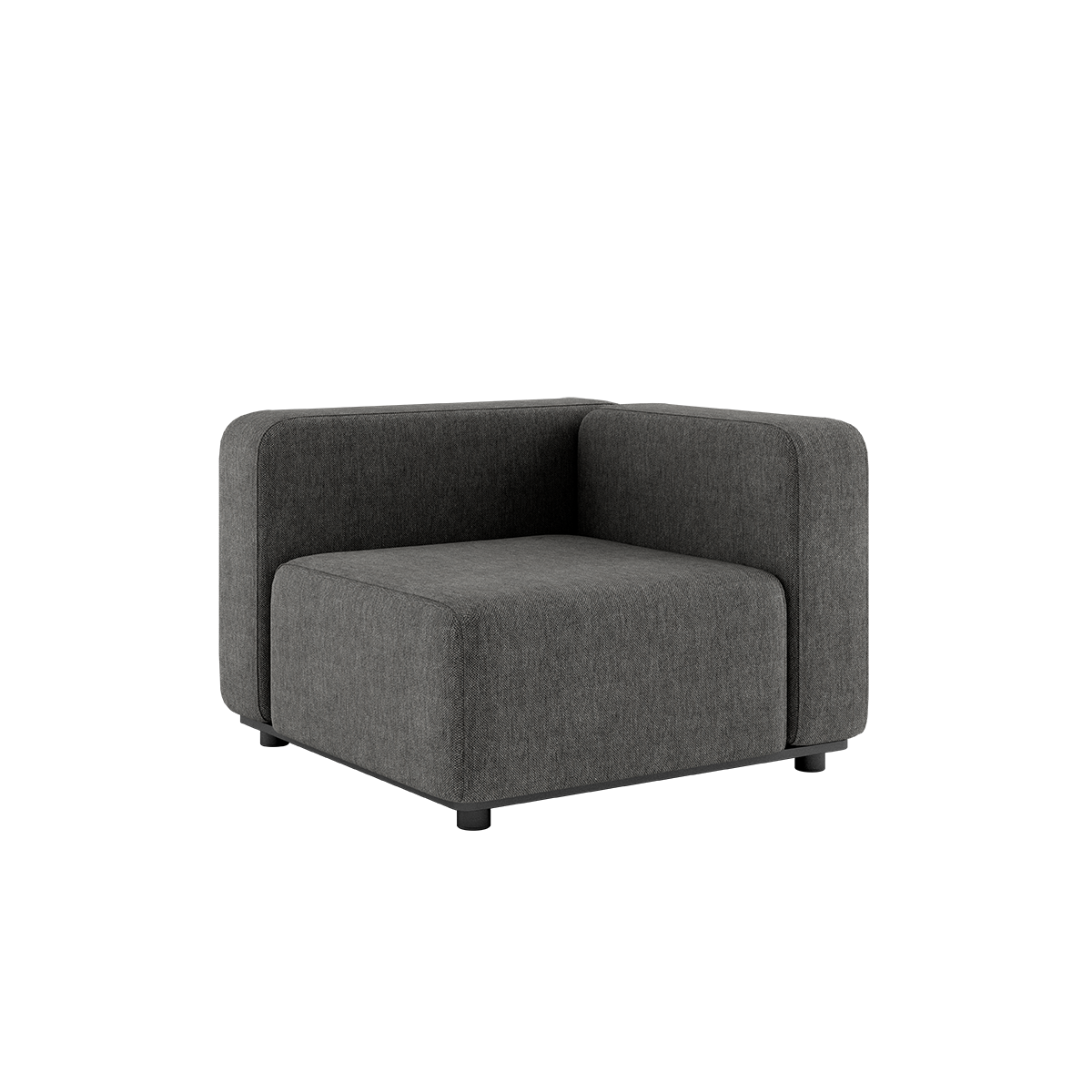 Mörkgrå hörnmodul till lounge soffa för utomhusbruk från sackit med rena skandinaviska linjer och vädertålig design för terrass eller trädgård