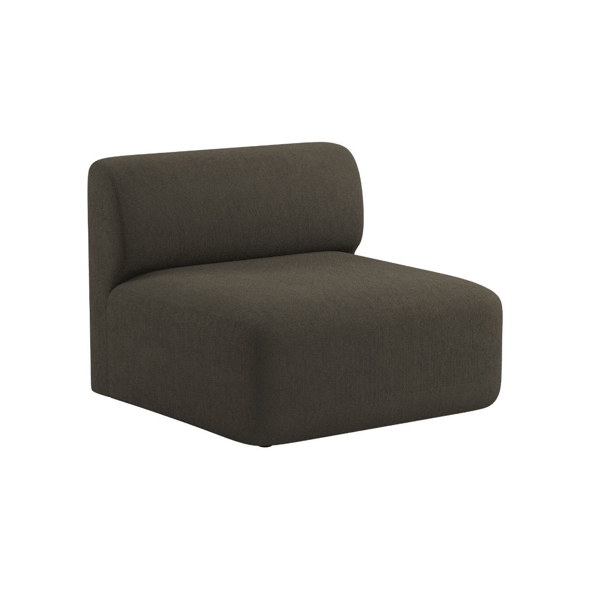 Mörkbrun modulär sittdel till Fjord Sofa från sackit med mjuka linjer och skandinavisk design för en bekväm inomhussoffa