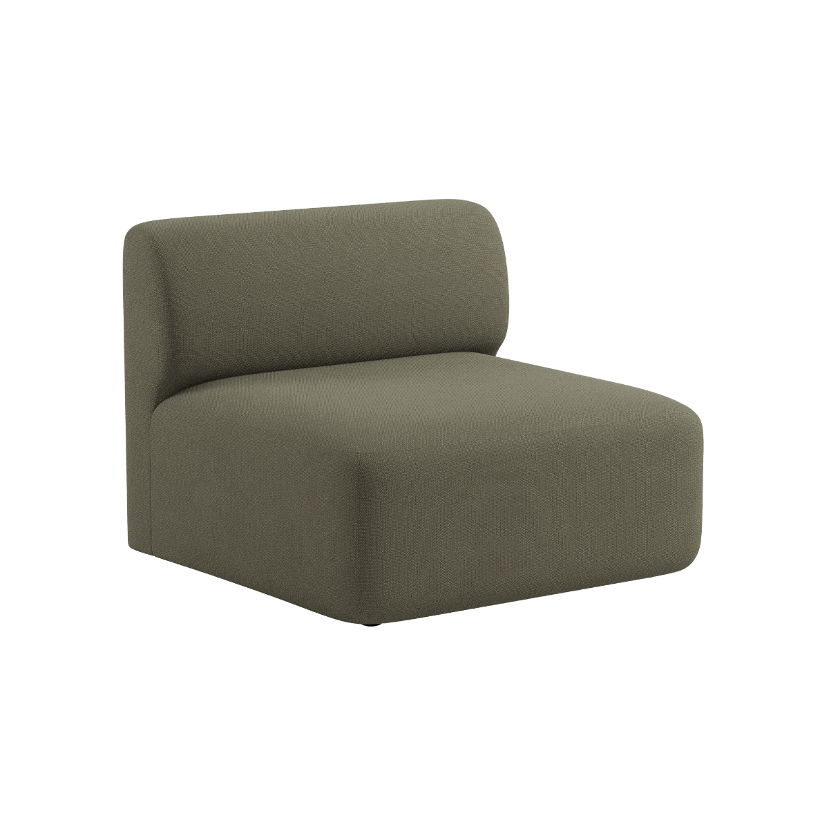 Mörk olivgrå sittsektion med mjuka linjer och rundade former för Fjord Sofa från sackit i skandinavisk design för vardagsrummet