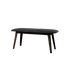 Mörkfläckad bänk i ek med mjuk svart läderdyna och elegant nordisk design från sackit för stilfulla sittplatser inomhus