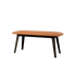 Bänk med mjukt brunt lädersäte och ben i mörkbetsad ek från sackit dansk design för stilfulla inomhusmiljöer