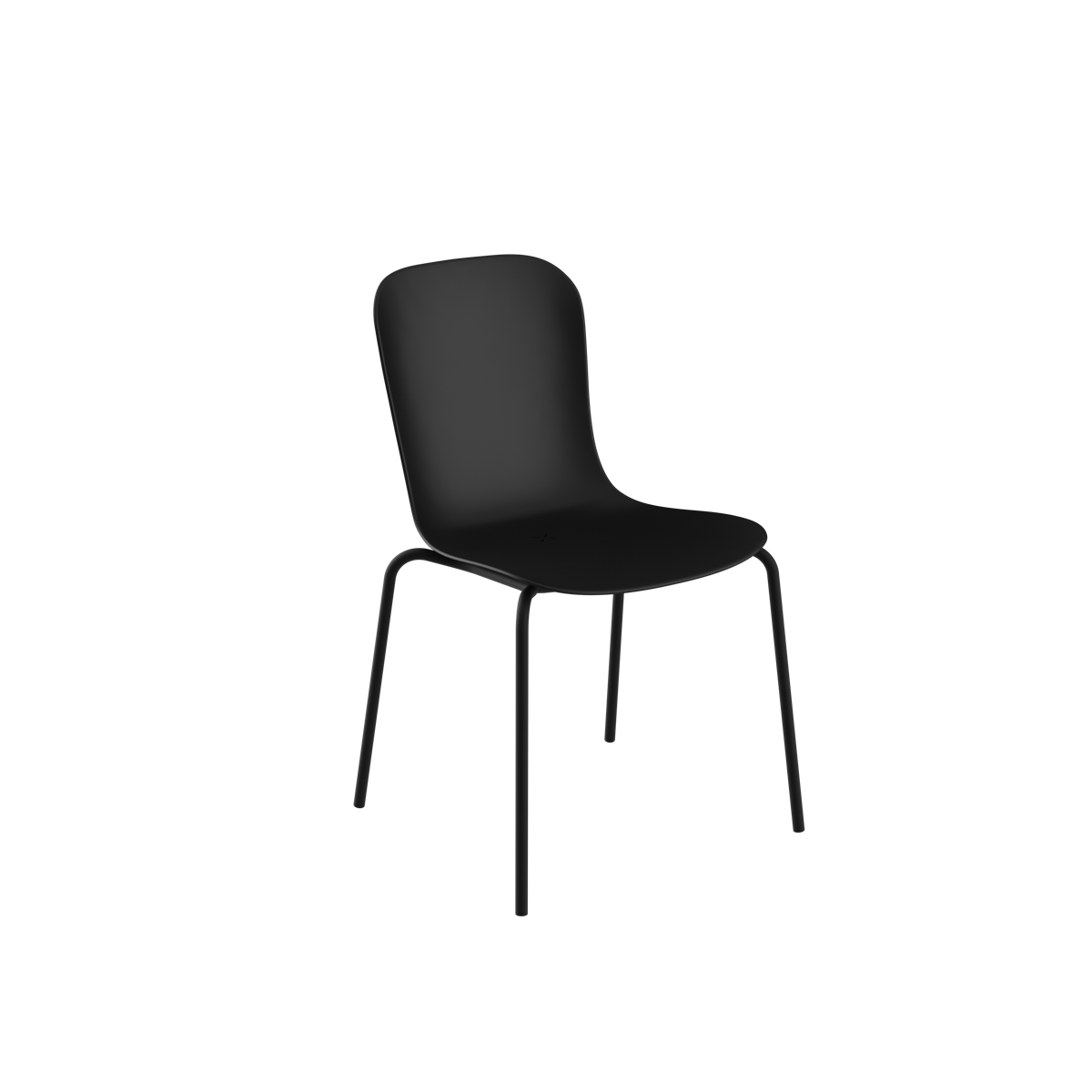 Svart utomhusstol med formgjuten sits och ergonomisk rygg för bekväma måltider på uteplatsen från sackit