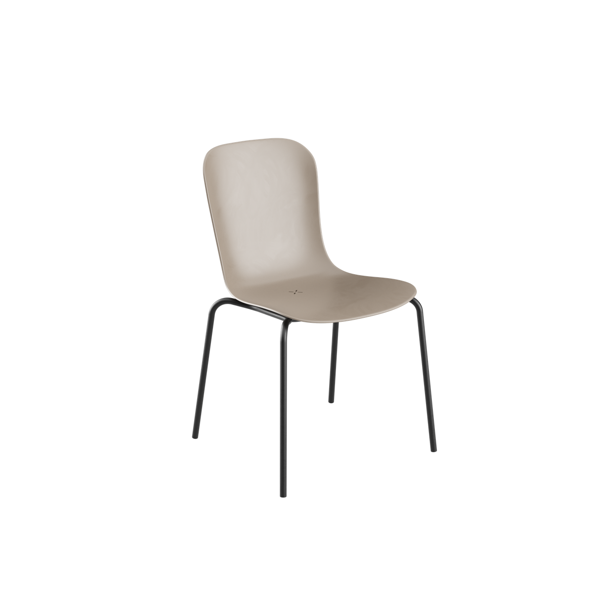 Beige formgjuten uteplatsstol med ergonomisk sits och svarta metallben från sackit Sweden för vädertåligt nordiskt uteliv