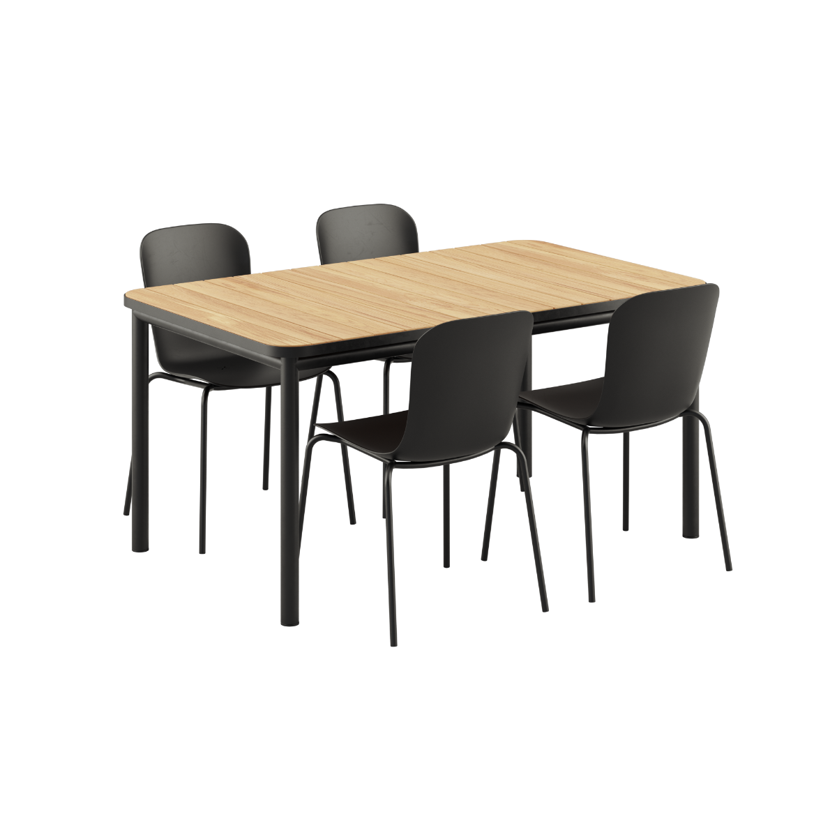 Kirra Dining Table Noir & 4 Patio Chair no. One