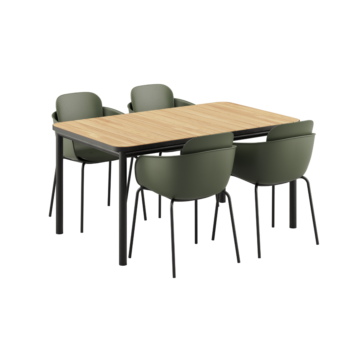 Kirra Dining Table Noir & 4 Patio Chair no. One