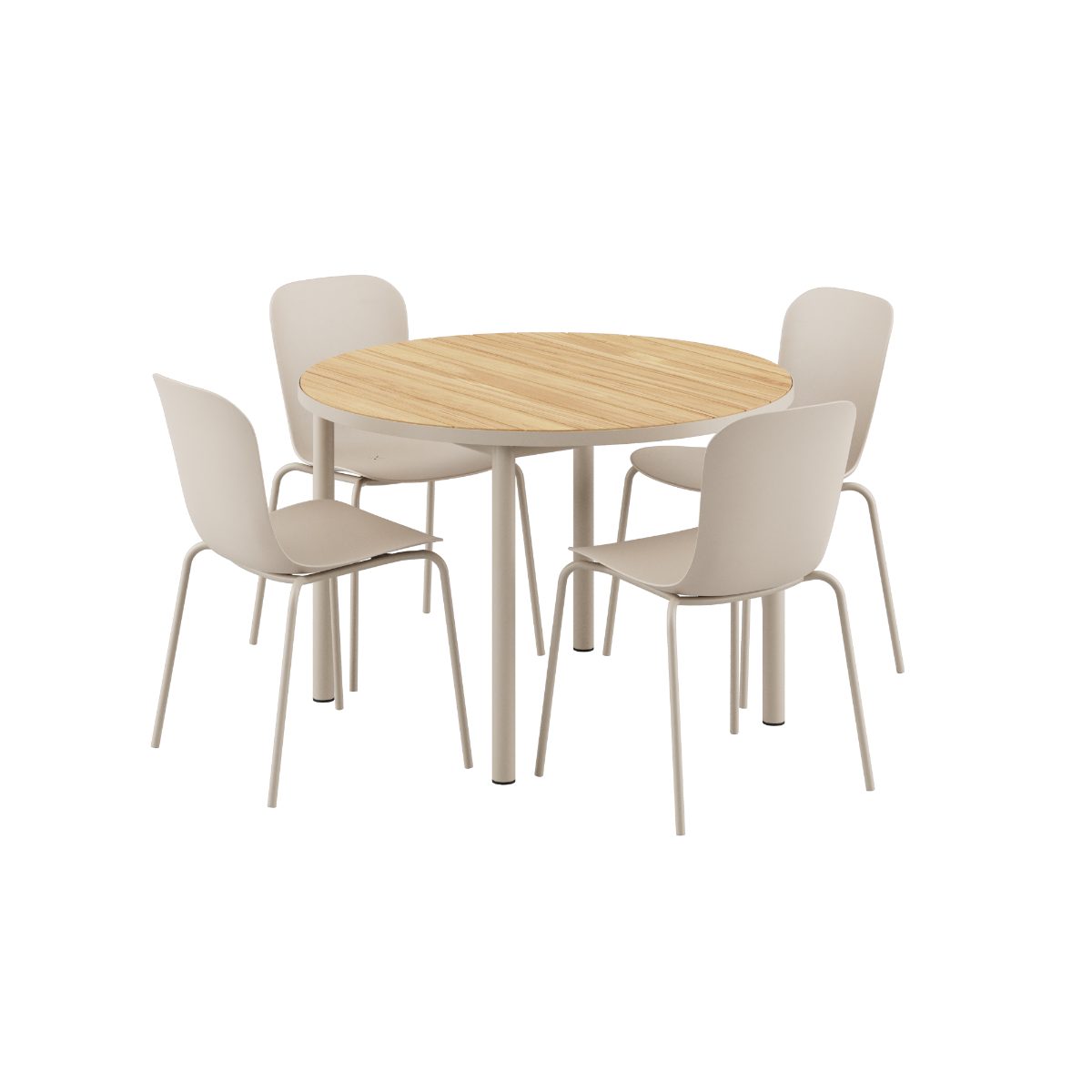 Kirra Dining Table Ø110 Taupe & 4 Patio Chair No. One