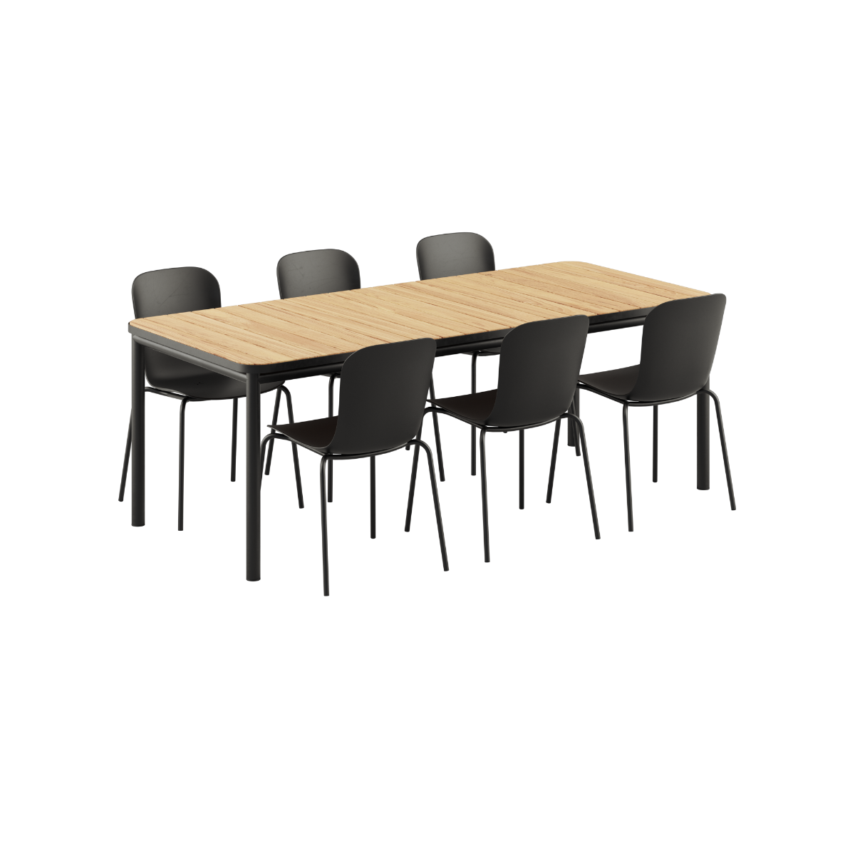 Kirra Dining Table Noir & 6 Patio Chair no. One
