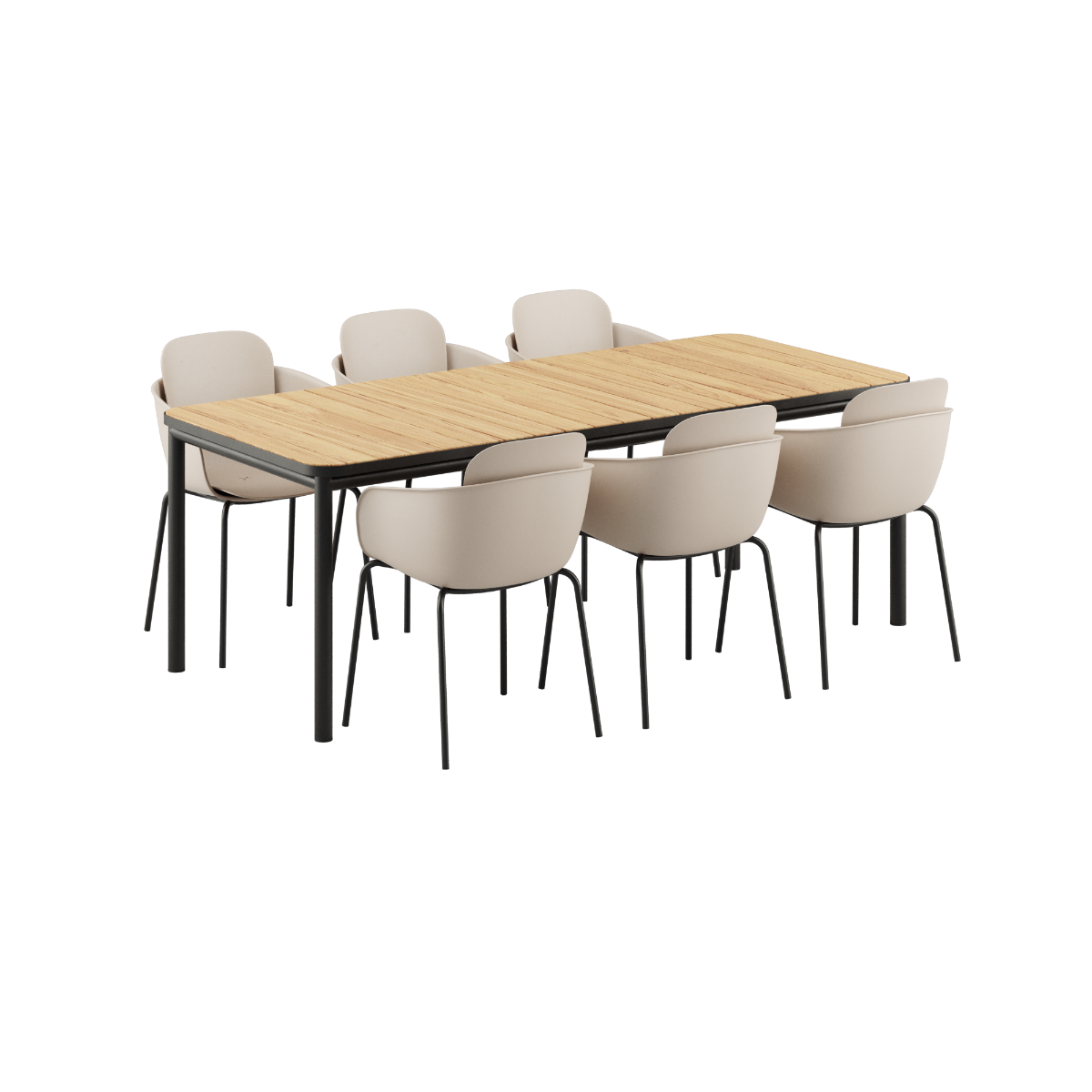 Kirra Dining Table Noir & 6 Patio Chair no. One
