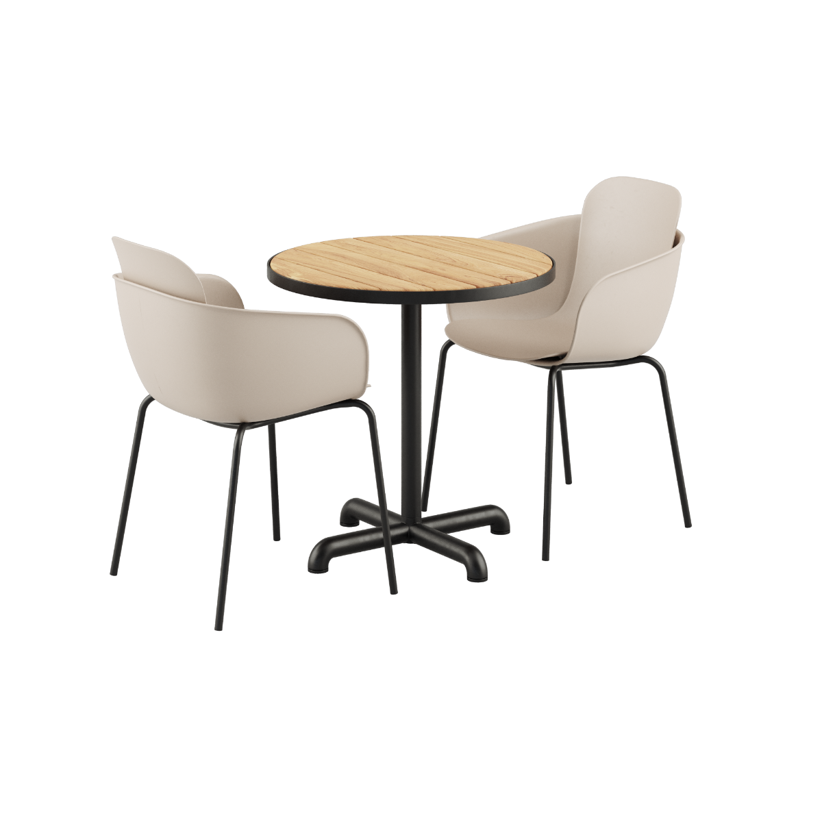 Kirra Cafe Table Noir & 2 Patio Chair No. One