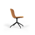 sackit matstol med varmbrun klädd sits och svart fyrgrenad snurrfot i minimalistisk nordisk design