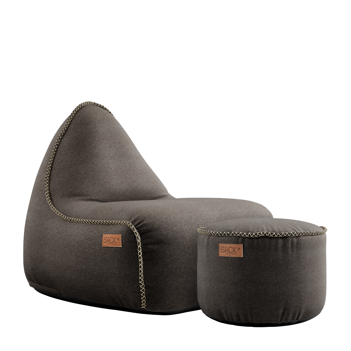 Canvas Lounge Chair & Pouf