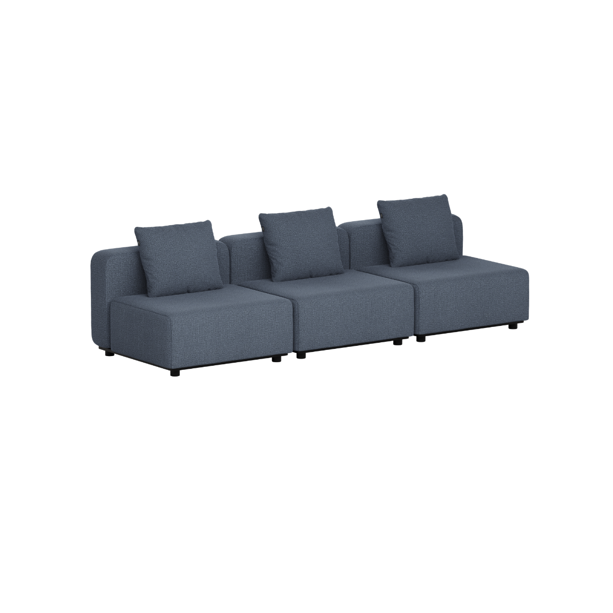 Mörkgrå modulbaserad loungesoffa för utomhusbruk med tre sittplatser och mjuka ryggkuddar från sackit med dansk skandinavisk design