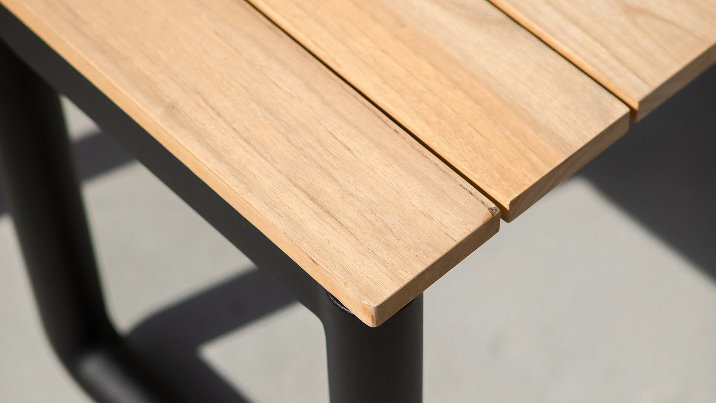 Patio Bench - 130x37 - Utomhusbänk i teakträ och aluminium