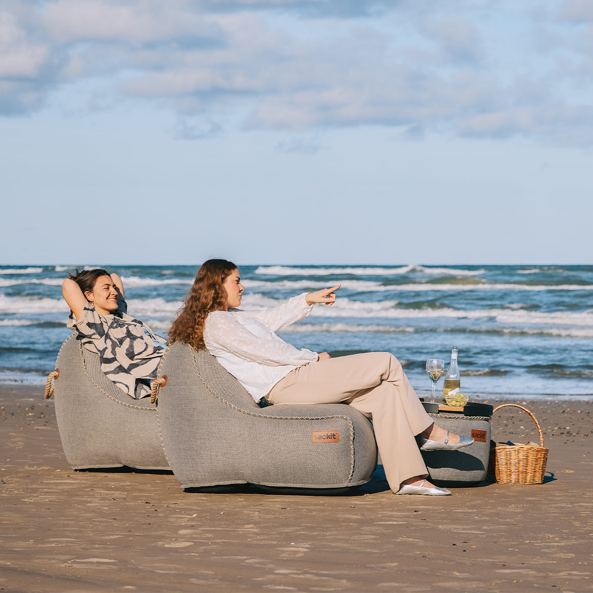Cobana Lounge Chair & Pouf - Bean bag stol med puff för inomhus och utomhusbruk