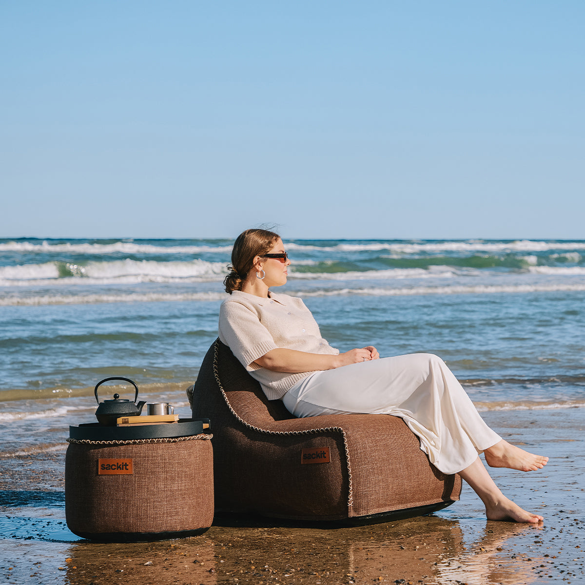 Cobana Lounge Chair & Pouf - Bean bag stol med puff för inomhus och utomhusbruk