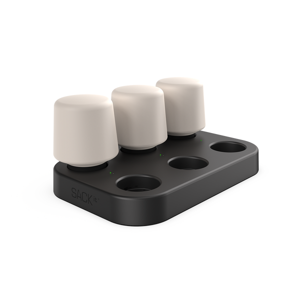 Black rectangular Ambience multiple charging station for six Lamp Intelligent lamps made of ABS plastic.