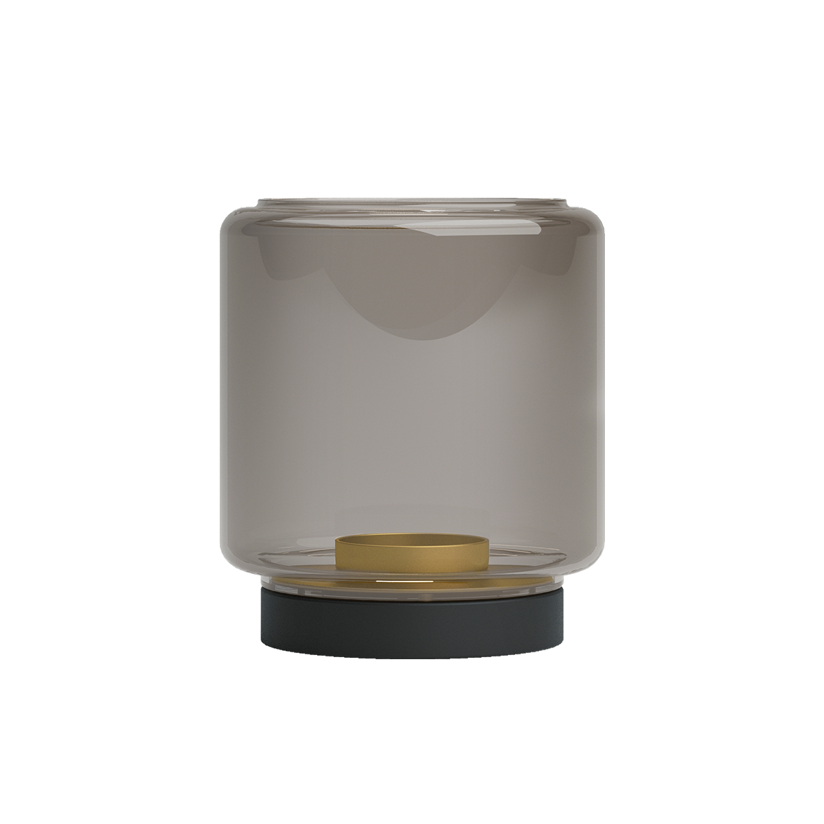 New York lamp base in stainless steel with frosted smoked glass, 170 mm tall and 141 mm diameter.