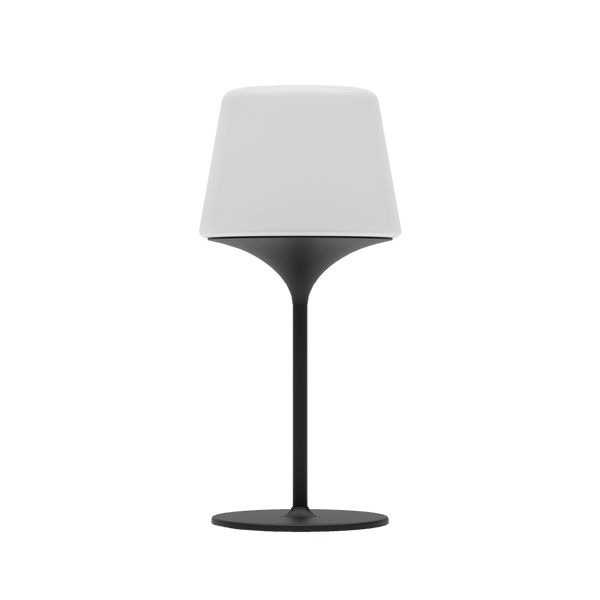 Aalborg base lamp stand with frosted opal glass and stainless steel for indoor and outdoor use.