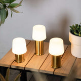 Ambience Lamp Intelligent with London base in brass, sleek outdoor lamp with industrial design.