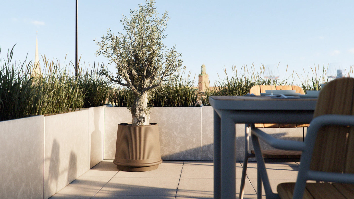 Gaia 38 - Utekruka i keramik med klassisk räfflat design - Ø43