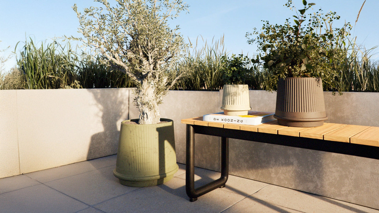 Gaia 38 - Utekruka i keramik med klassisk räfflat design - Ø43