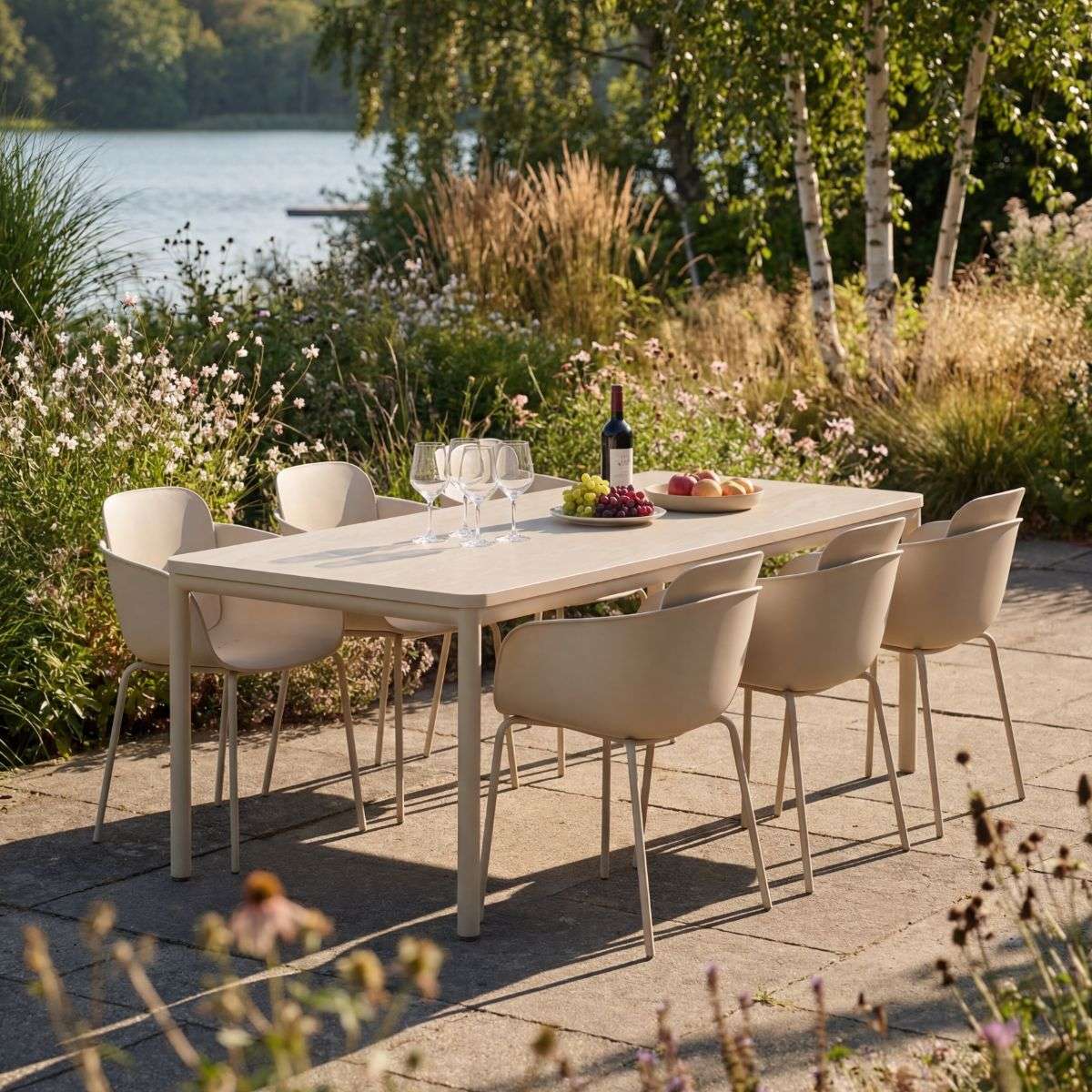 Kirra Dining Table Ceramic & 6 Patio Chair no. One