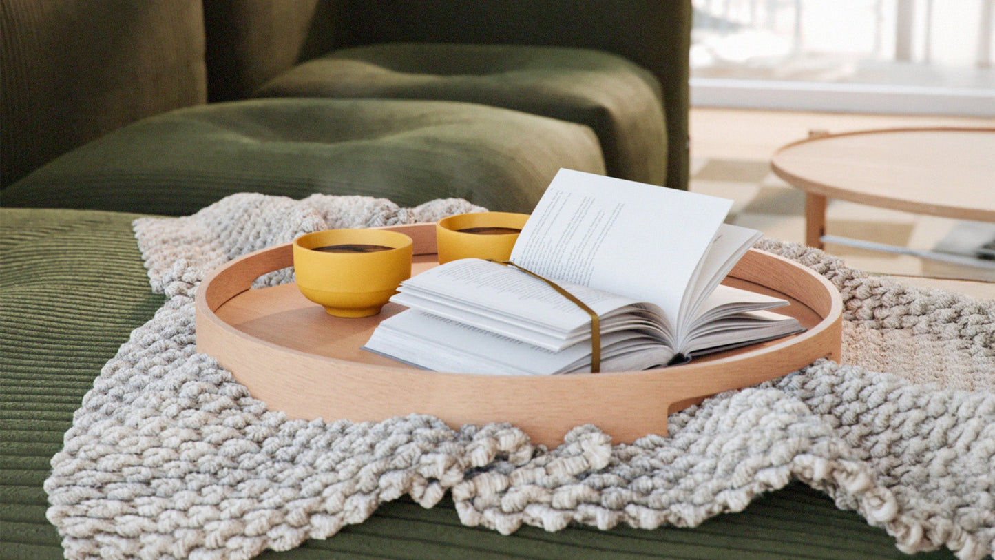 Nordic Serving Tray - Rund serveringsbricka i ekfaner, Ø50 cm