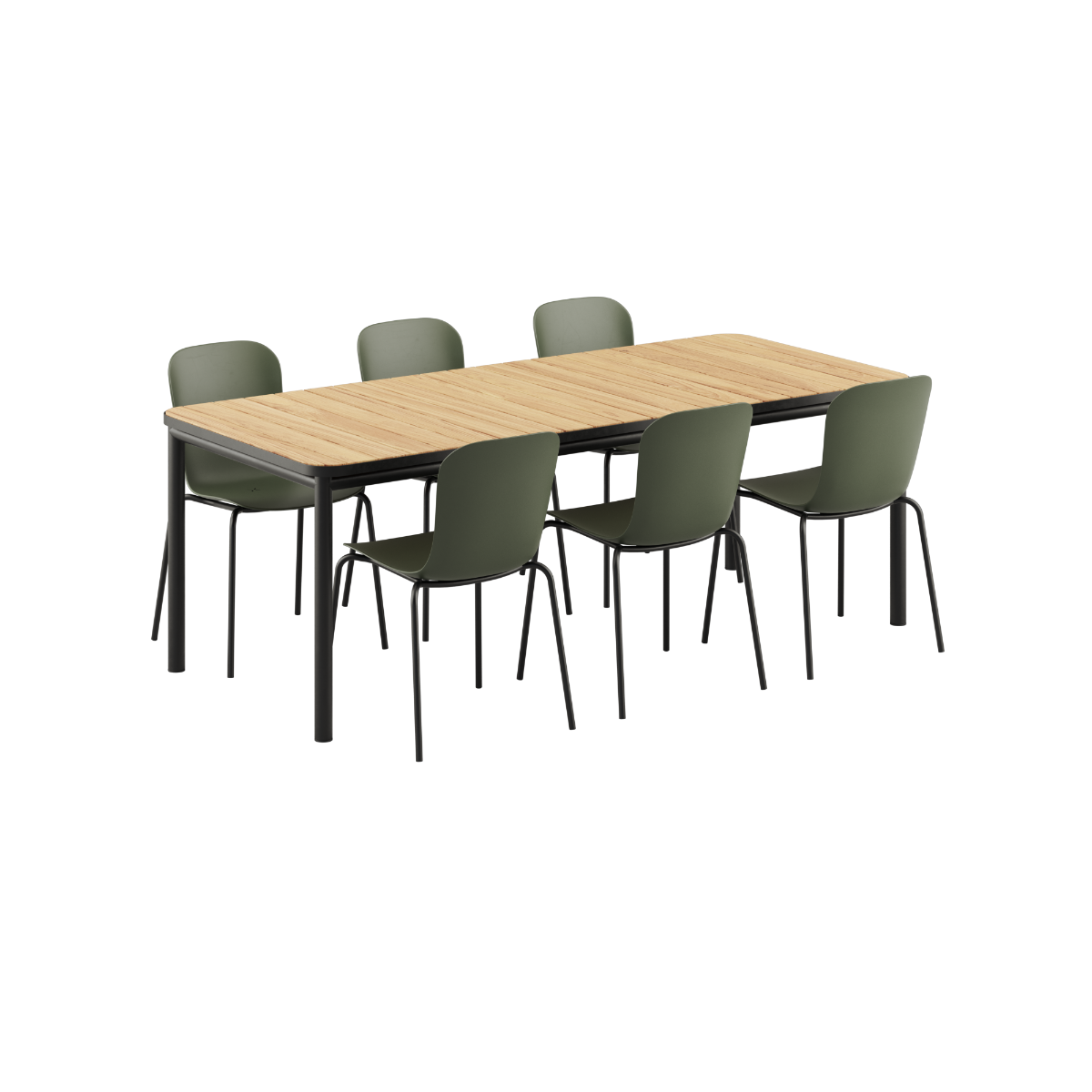 Kirra Dining Table Noir & 6 Patio Chair no. One