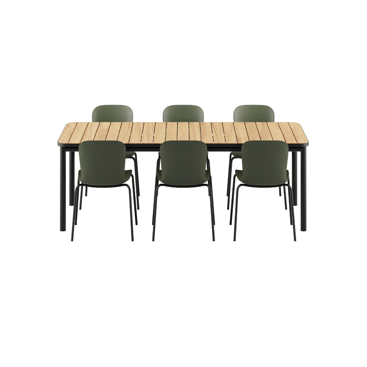 Kirra Dining Table Noir & 6 Patio Chair no. One