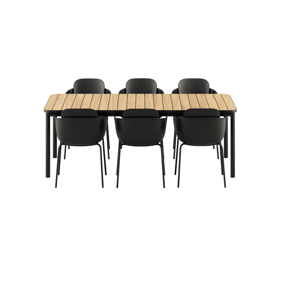 Kirra Dining Table Noir & 6 Patio Chair no. One