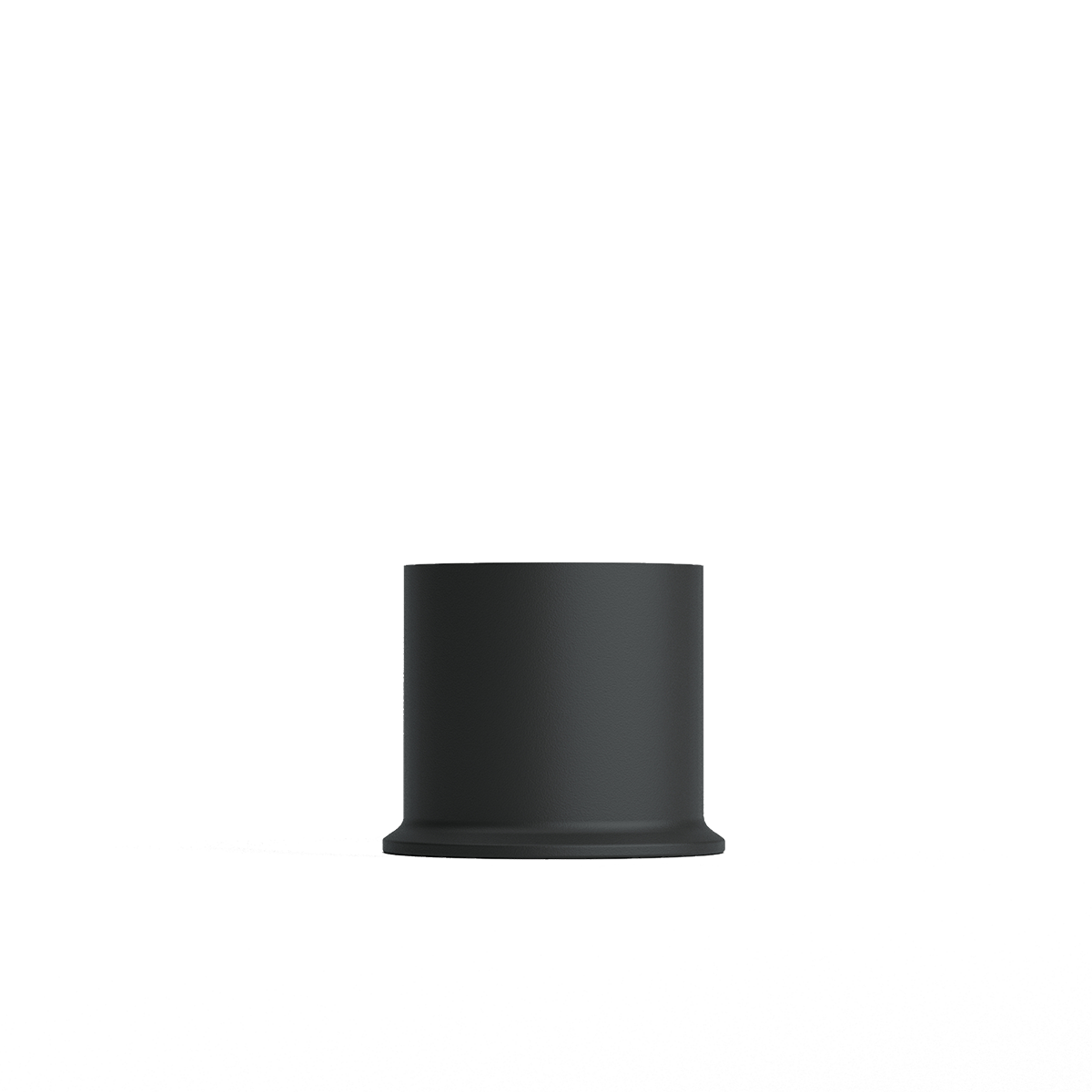 Black powder-coated steel London Base lamp stand, small size, sleek cylindrical design for indoor/outdoor use.