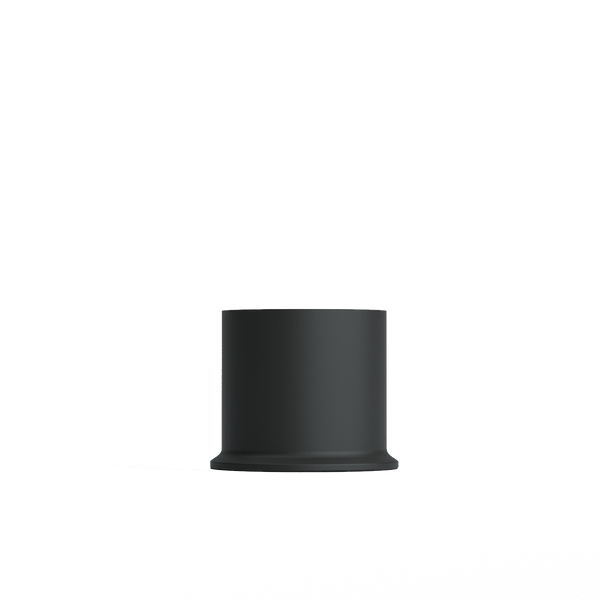 Black powder-coated steel London Base lamp stand, small size, sleek cylindrical design for indoor/outdoor use.