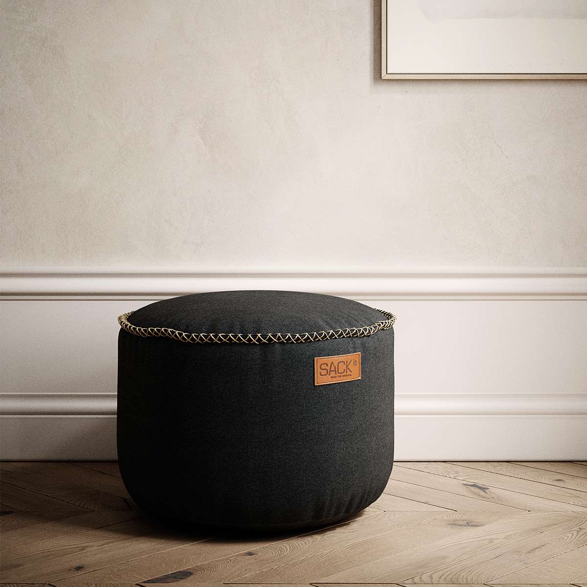 Canvas Pouf 2 Pack i Canvas Black - Sand från sackit