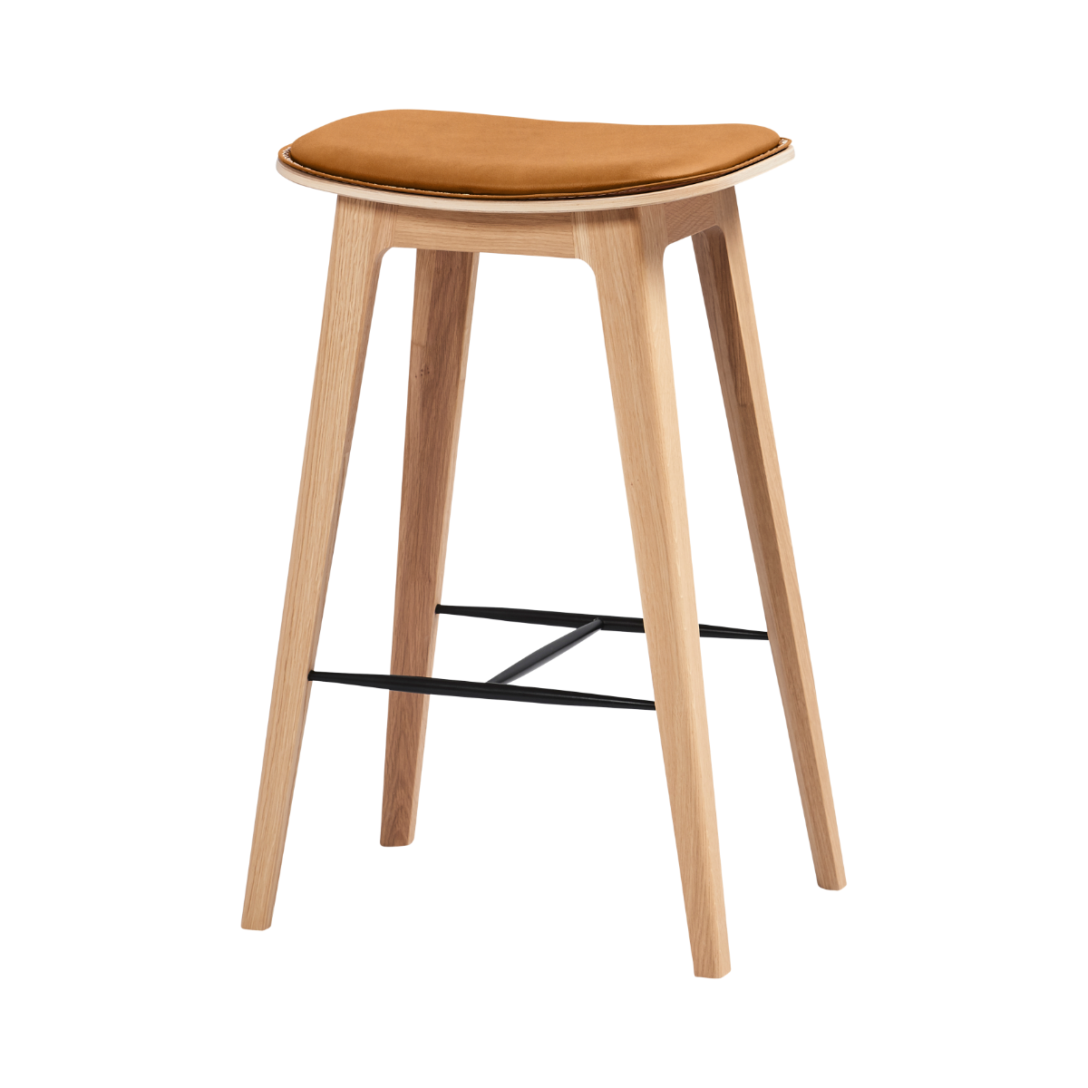 Nordic Bar Stool - Oak with stitches